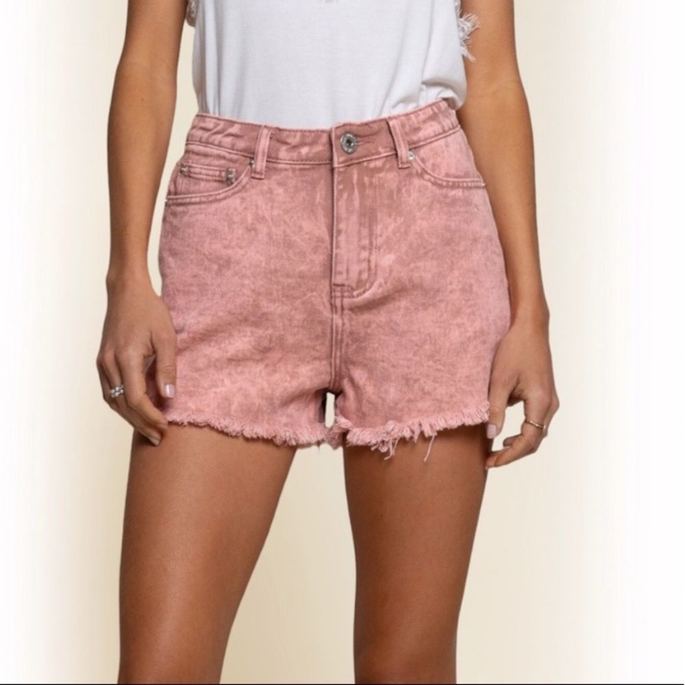 POL PINK DENIM CUT OFF JEAN SHORTS - Picture 2 of 8